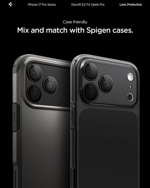Spigen iPhone 17 Pro Max / 17 Pro Lens Protector – Optik Pro EZ Fit